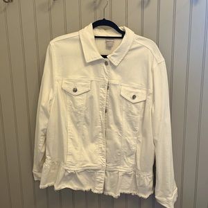 Chicos White Denim Jacket Size 4